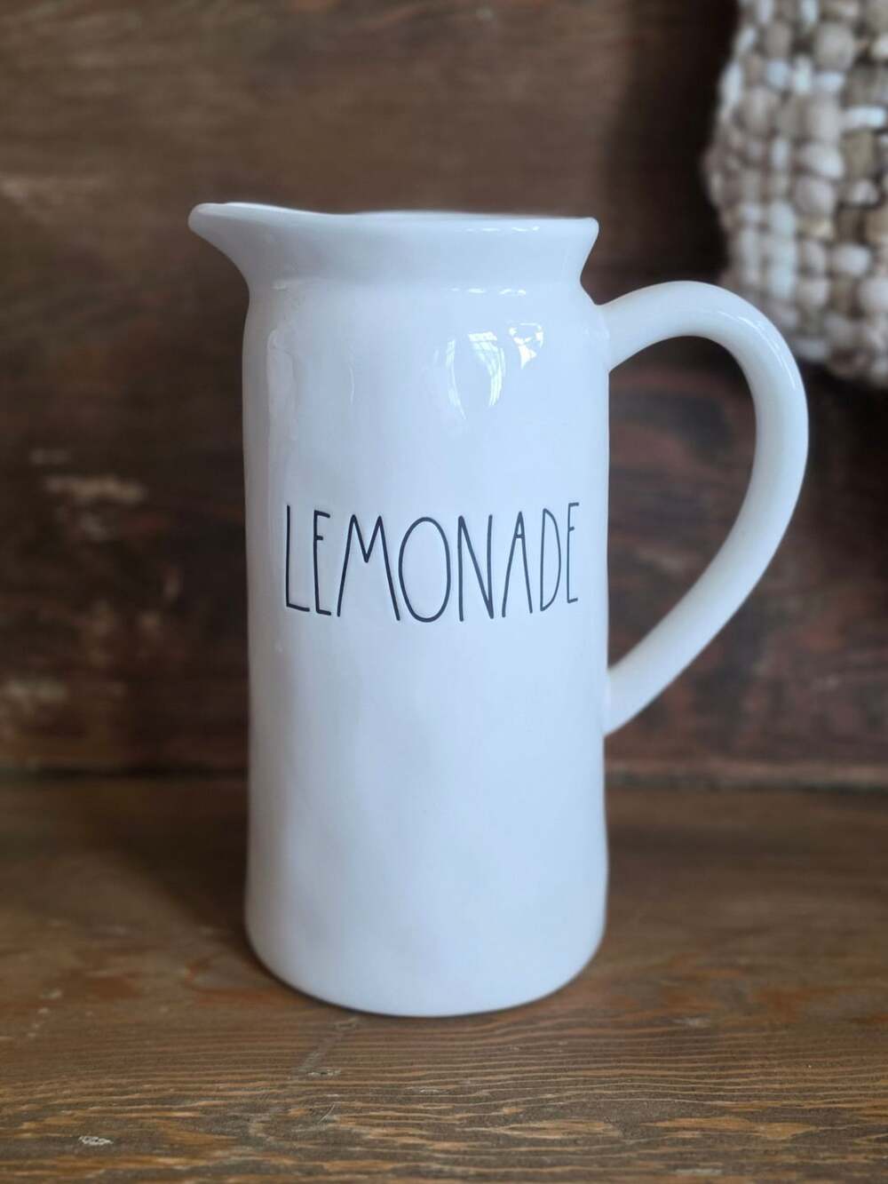 Rae Dunn Lemonade Ceramic Pitcher White Large Letters